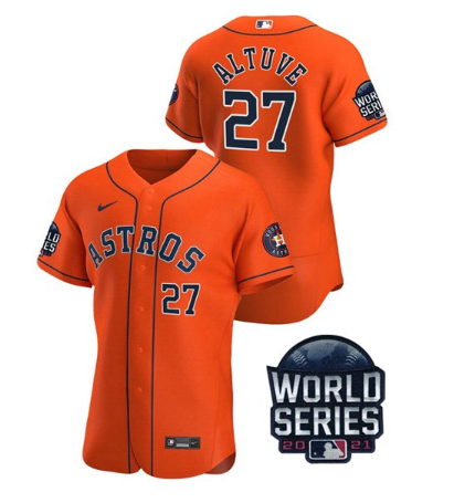 Men's Houston Astros #27 Jose Altuve 2021 Orange World Series Flex Base Stitched Baseball